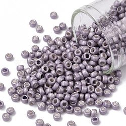 Toho perles de rocaille rondes, Perles de rocaille japonais, mat, (554f) lavande galvanisée mate, 8/0, 3mm, Trou: 1mm, à propos 222pcs / bouteille, 10 g / bouteille