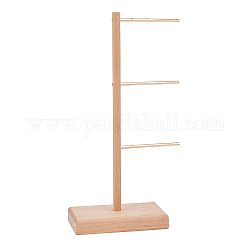3-Tier Iron Dangle Earrings Display Stands, Earrings Organizer Holder with Wood Base, Golden, Finish Product: 12x7x27.6cm, Hole: 1.2mm