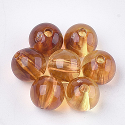 Perles acryliques, style de pierres fines imitation, ronde, Sandy Brown, 8x7.5mm, Trou: 1.6mm