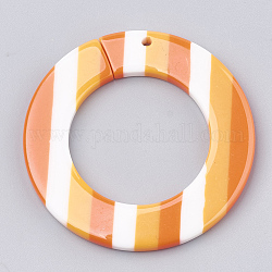 Resin Pendants, Ring with Stripe Pattern, Orange, 49x4mm, Hole: 2mm
