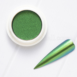 Festkörper Chamäleon Farbwechsel Nagel Chrom Pulver, Shinning Spiegeleffekt, mit Bürste, grün, 39x17 mm