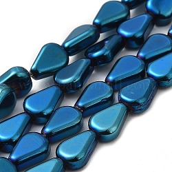 Filo di perline in vetro, lacrima, Blue Steel, 11x7.5x4mm, Foro: 0.8 mm, circa 75~80pcs/filo, 32.28~33.86 pollice (82~86 cm)