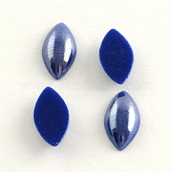 Cabujones de cristal opaco plisado perlado, ojo del caballo, azul, 12x6x3mm