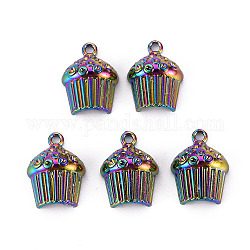 Basi di ciondoli rhinestone in lega, cadmio & nichel &piombo libero, forma di cupcake, colore arcobaleno, adatto per strass da 1~1.2 mm, 20x14x5.5mm, Foro: 1.8 mm