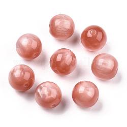Perles en résine, pierre d'imitation, ronde, saumon noir, 15mm, Trou: 2~3mm