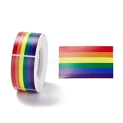 Geschenkanhänger aus Papier, mit Regenbogen-Rechteck-Pride-Klebeetiketten-Rollenaufklebern, für die Partei, dekorative Geschenke, Regenbogenmuster, 5x3x0.01 cm