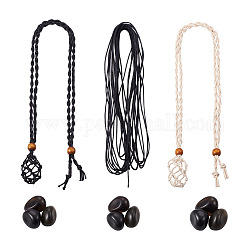 Kit de fabrication de bracelet tressé en perles de pierre bricolage crafans, y compris les cordons en fil de coton ciré, collier faisant, des billes d'obsidienne naturelles, fabrication de colliers : 2 pièces/ensemble