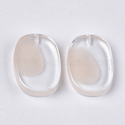 Abalorios de resina, con chip de shell, medio-perforado, oval, blanco antiguo, 30x21x6mm, medio agujero: 1.2 mm