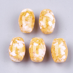Harz perlen, Nachahmung Edelstein-Chips-Stil, Oval, dunkelorange, 20~21x15 mm, Bohrung: 2 mm