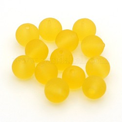 Round Handmade Frosted Lampwork Beads, Goldenrod, 10mm, Hole: 2mm