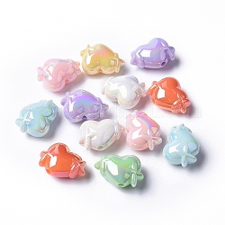 Perles acryliques opaques, cœur, couleur mixte, 14.5x20x10mm, Trou: 2.1mm