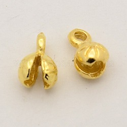 Tapanudos de grano de bronce, termina la calota, cubierta de nudo de concha, dorado, 8.5x4x4.5mm, agujero: 1 mm