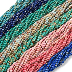 Synthetische imperiale Jaspis-gefärbte Perlenstränge, Runde, Mischfarbe, 4 mm, Bohrung: 1 mm, ca. 91 Stk. / Strang, 14.88''~14.96
