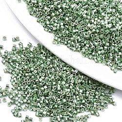 11/0 Grade A Glass Seed Beads, Cylinder, Uniform Seed Bead Size, Metallic Colours, Medium Sea Green, 1.5x1mm, Hole: 0.5mm, about 20000pcs/bag