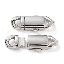 304 Stainless Steel Bayonet Clasps, Rectangle, Stainless Steel Color, 36x15.5x6.5mm, Hole: 5x5mm