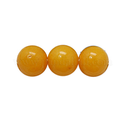 Natural Mashan Jade Beads Strands, Dyed, Round, Goldenrod, 10mm, Hole: 1mm, about 40pcs/strand, 16 inch