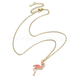 Ожерелье с подвеской в виде фламинго из сплава эмали и 304 цепочкой из нержавеющей стали, золотые, 16.14 дюйм (41 см)