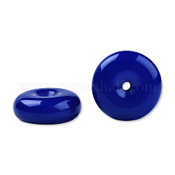 Perles de résine opaques, plat rond/disque pi, bleu moyen, 25x10mm, Trou: 2.6~2.8mm