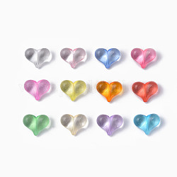 Perline acrilico trasparente, cuore, colore misto, 17.5x22x10mm, Foro: 1.4 mm, circa 260pcs/500g
