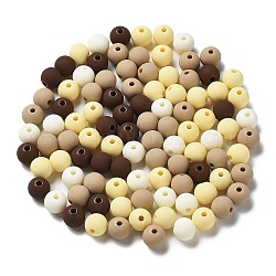 Perles acryliques opaques givrées, ronde, brun coco, 8mm, Trou: 2mm, environ 1851 pcs/500 g