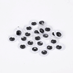 Cabochons à yeux écarquillés wiggle noir et blanc pour DIY de scrapbooking artisanat jouet d'accessoires, noir, 9x3mm