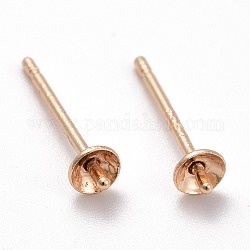 925 monture de clou d'oreille en argent sterling, sertissage de clous d'oreilles en perle, or clair, Plateau: 2.5 mm, 13.5x3mm, pin: 0.7 mm
