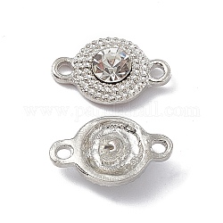 Alloy Crystal Rhinestone Connector Charms, Flat Round Links, Platinum, 9.5x15.5x5mm, Hole: 1.8mm