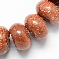 Perle sintetiche Goldstone fili, rondelle, cioccolato, 8x5mm, Foro: 1 mm, circa 60~65pcs/filo, 15.7 pollice