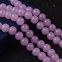 Violet Color Spray Painted Round Imitation Jade Glass Beads Strands, 8mm, Hole: 1.3~1.6mm, about 100pcs/strand, 31.4 inch