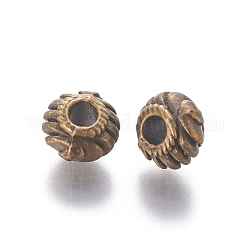 Tibetischen stil Abstandsperlen, Cadmiumfrei und Nickel frei und Bleifrei, Rondell, Antik Bronze, 6x4 mm, Bohrung: 2 mm