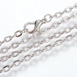 Fabrication de collier de chaînes de câble en fer, avec fermoirs mousquetons, non soudée, platine, 27.5 pouce (70 cm)