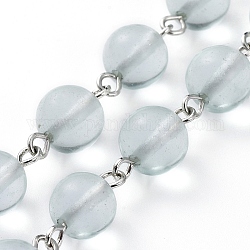 Chaînes de perles en verre pierre pastèque fait main, avec épingles à œil en fer platiné, ronde, non soudée, 39.37 pouce (100 cm), perles: 8~9 mm, 1 m / chapelet