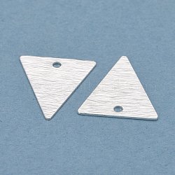 Charms in ottone, triangolo, placcati argento 925 euro, 13x12x0.5mm, Foro: 1.2 mm