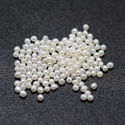 Culture des perles perles d'eau douce naturelles, pas de trous / non percés, ronde, blanc, 1~1.2mm