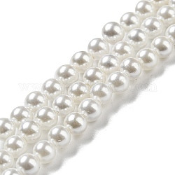 Brins de perles de coquillages naturels galvanisés, perle d'imitation, teinte, ronde, neige, 4~4.5mm, Trou: 0.7mm, Environ 93 pcs/chapelet, 15.75 pouce (40 cm)