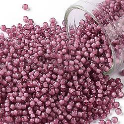 Toho runde Saatperlen, japanische Saatperlen, (959f) rosa gefütterter kristalltransparenter Matt, 11/0, 2.2 mm, Bohrung: 0.8 mm, ca. 3000 Stk. / 10 g