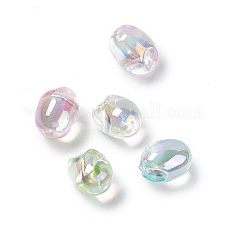 Placage uv perles acryliques irisées arc-en-ciel, ovale, couleur mixte, 18x13.5mm, Trou: 3.2mm