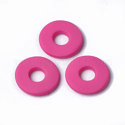 Acryl-Perlen, gummierten Stil, Donut / Pi-Scheibe, tief rosa, 28x4 mm, Innendurchmesser: 9.5 mm, zu 230 Stk. / 500 g