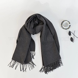 Женский длинный клетчатый шарф из полиэстера с имитацией кашемира и кисточками, зима/осень теплые большие мягкие шали в шотландскую клетку, шифер серый, 2000x650 мм