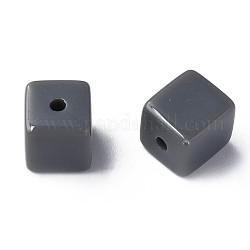 Abalorios acrílicos opacos, cubo, gris, 10.5x9.5x9.5mm, agujero: 2 mm, aproximamente 490 unidades / 500 g