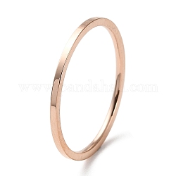 Placcatura ionica (ip) 304 anello da dito semplice a fascia semplice in acciaio inossidabile per donna uomo, oro roso, formato 7, diametro interno: 17.4mm, 1mm