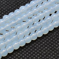 Round Opalite Beads Strands, Grade AA, White, 6mm, Hole: 1mm, about 50pcs/strand, 12 inch