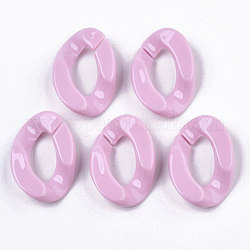 Opaque Acrylic Linking Rings, Quick Link Connectors, for Curb Chains Making, Twist, Pearl Pink, 30x21x6mm, Inner Diameter: 16x8mm