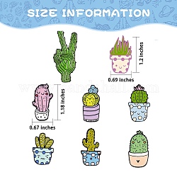 8Pcs 8 Style Cactus Zinc Alloy Brooches, Enamel Lapel Pin, with Iron Butterfly Clutches or Rubber Clutches, Electrophoresis Black Color, Mixed Color, 26~43x12.5~20mm, 1pcs/style