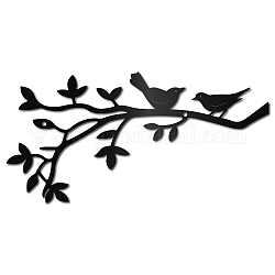 Uccelli sui segni del muro di ferro del modello del ramo, decorazione della parete di arte del metallo, per soggiorno, casa, ufficio, giardino, cucina, Hotel, balcone, colore canna di fucile opaco, 150x300x1mm