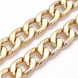 Cadenas del encintado de aluminio, cadenas de eslabones cubanos con corte de diamante, sin soldar, la luz de oro, 20x13.5x3.5mm