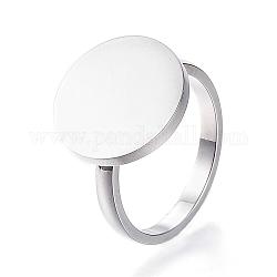 304 Stainless Steel Finger Rings, Flat Round, Stainless Steel Color, Mixed Size: 16~18mm