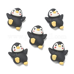 Cabochons en résine opaque, pingouin, noir, 19x15x7.5mm