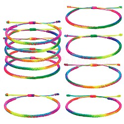 5本5色編組ナイロン糸コードブレスレットセット  女性のための調節可能な友情のブレスレット  ミックスカラー  内径：2~3-1/8インチ（5~8cm）  1pc /カラー