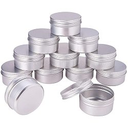 80 ml runde Aluminiumdosen, Aluminiumglas, Vorratsbehälter für Kosmetika, Kerzen, Süßigkeiten, mit Schraubdeckel, Platin Farbe, 6.8x3.5 cm